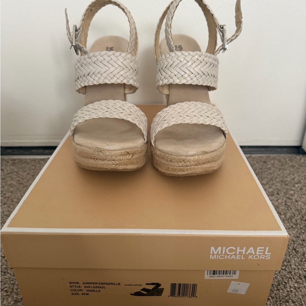 Michael Kors Tan Espadrille Wedges